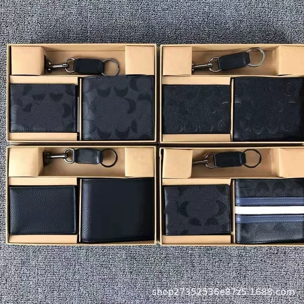Men's Short Wallet, Anti-Theft Rfid Card Holder, First-Layer Microfiber, Business Multi-Card Slot, Integrated Keychain, in Stock