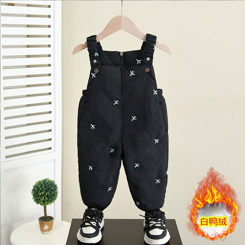 6907 нагрудные брюки для мальчиков осень-зима новые детские брюки зима толстые пуховые хлопчатобумажные брюки для мальчиков