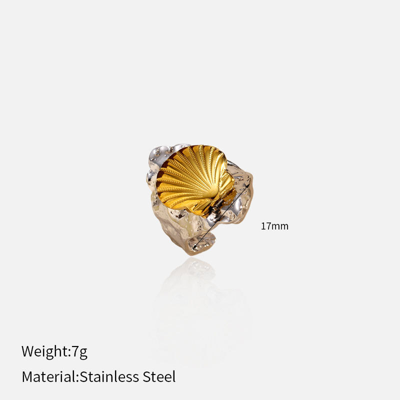 Anillo de acero inoxidable de oro de acero de dos colores, estilo de lujo ligero y estilo de estilo, anillo de acero de titanio abierto