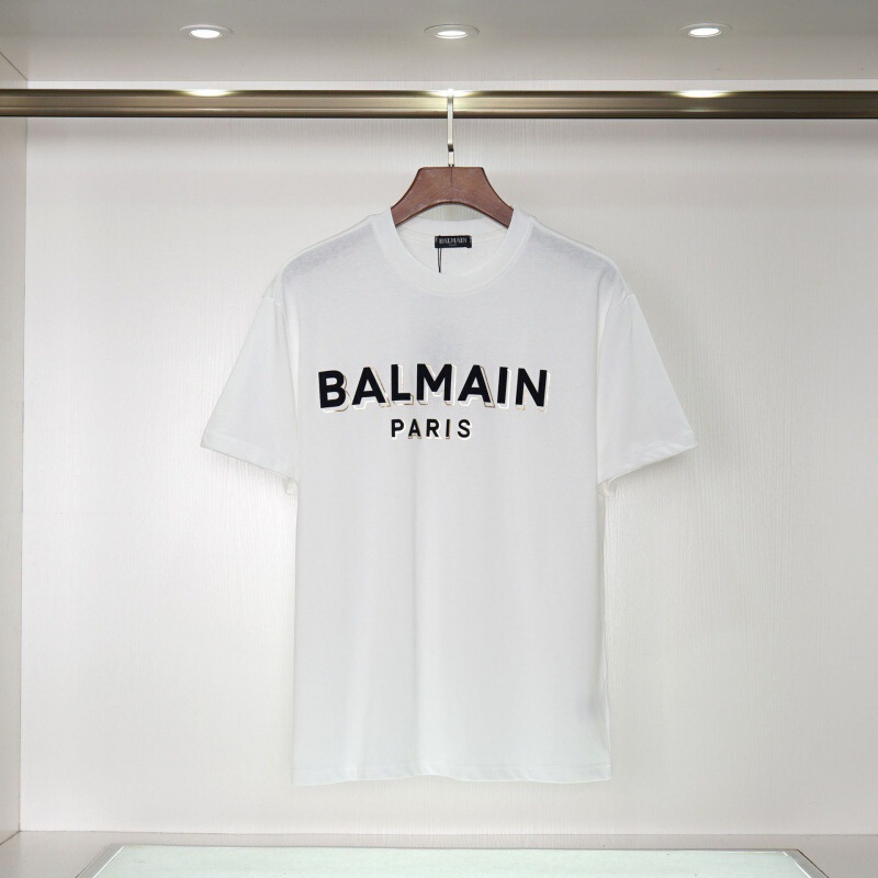 Balmain Balmain Printed Round Neck Short-Sleeved T-Shirt Hot-Selling Men and Women Couple T-Shirt Women's Top T-Shirt