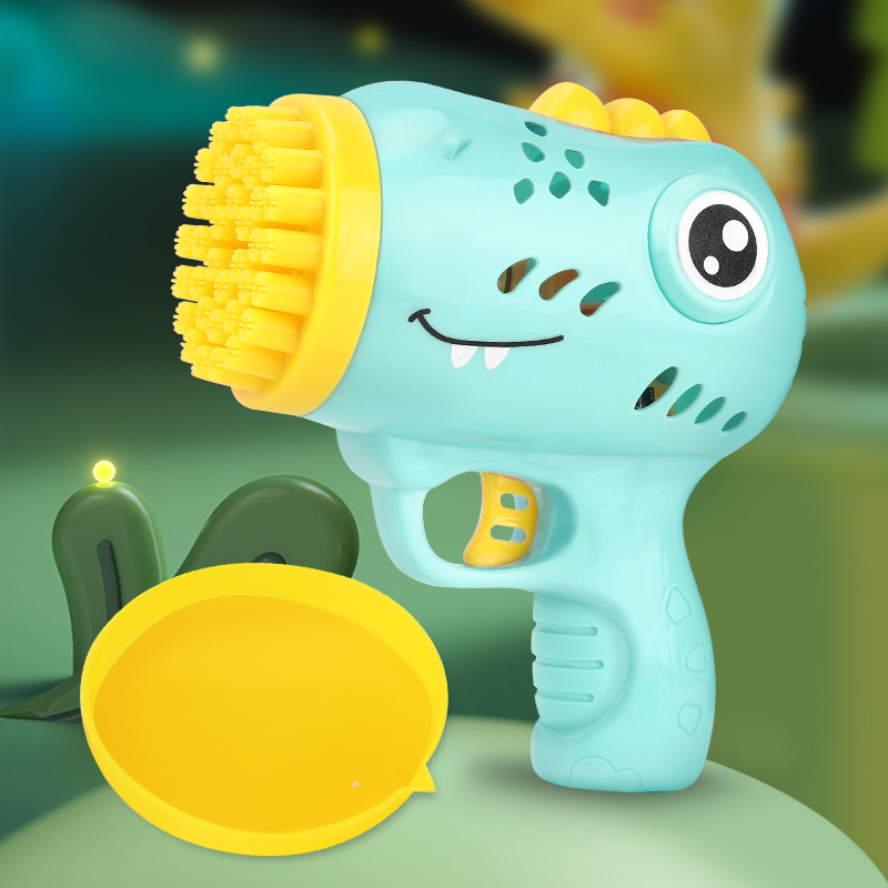 Explosiones transfronterizas 36 agujeros máquina de burbujas de dinosaurio pistola de burbujas eléctricas de mano Gatlin soplar burbujas juguetes para niños al por mayor