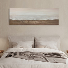 卧室床头横幅抽象油画纯手绘现代客厅沙发简约装饰画海岸肌理挂画
