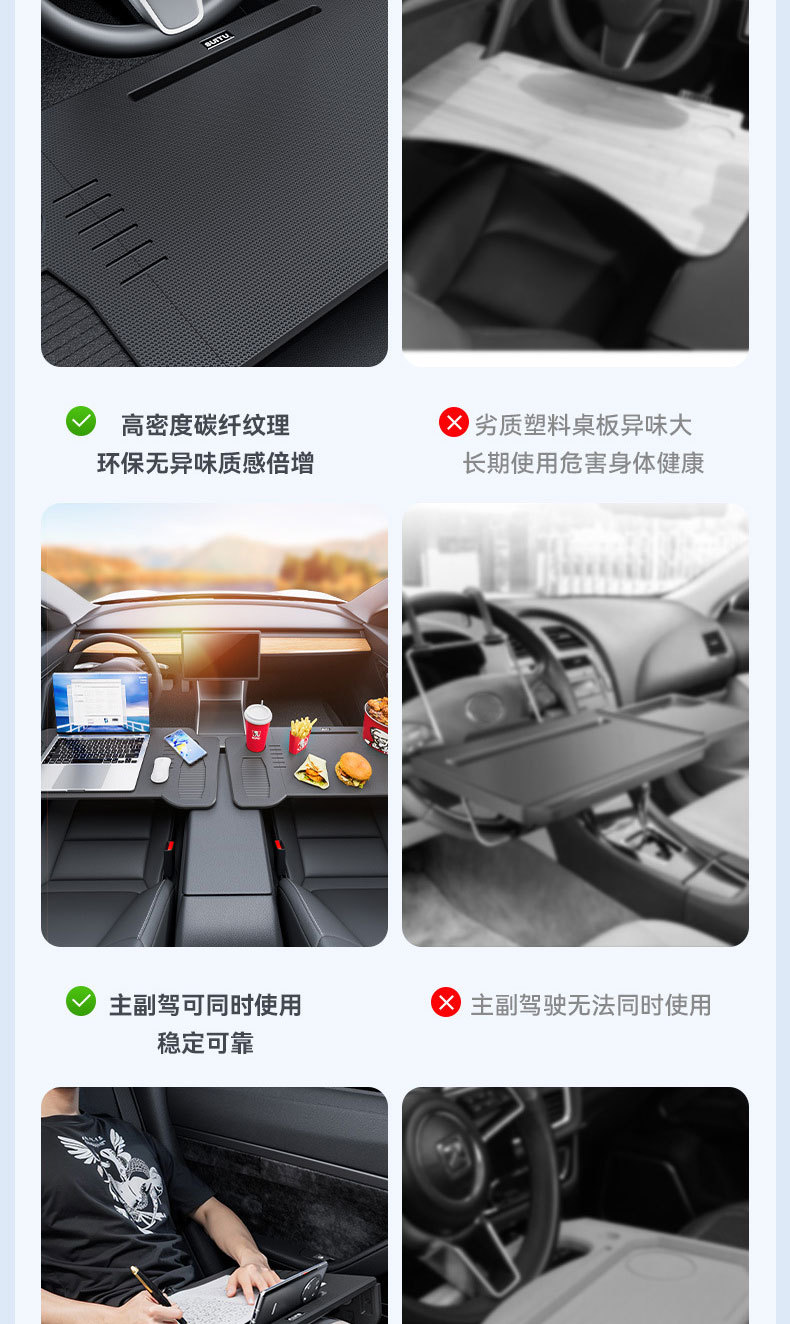 New Car-Mounted Small Folding Table, Rear Seat Computer Desk, Multifunctional In-Car Steering Wheel Table