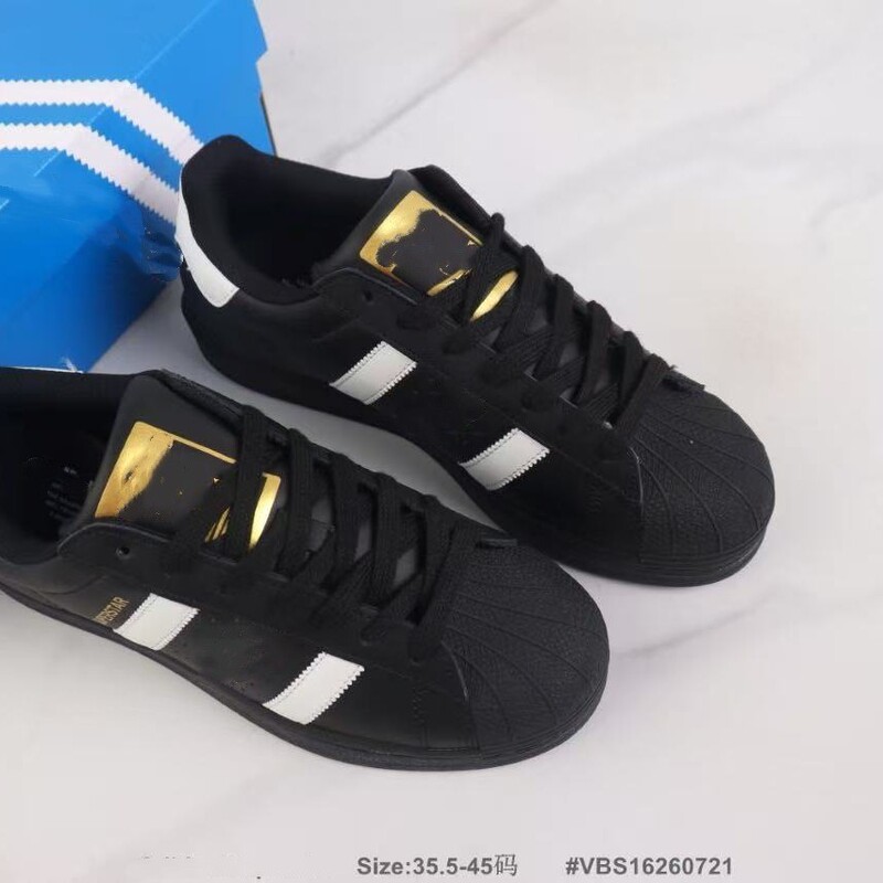 Cross-border best-selling high-quality sneakers, directly from the manufacturer, featuring a classic black and white design and a shell-toe style, suitable for both men and women, and available directly from the factory