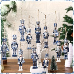 クロスボーダー新品24点セットクリスマス木製くるみ割り人形兵士飾りストラップクリスマス装飾品