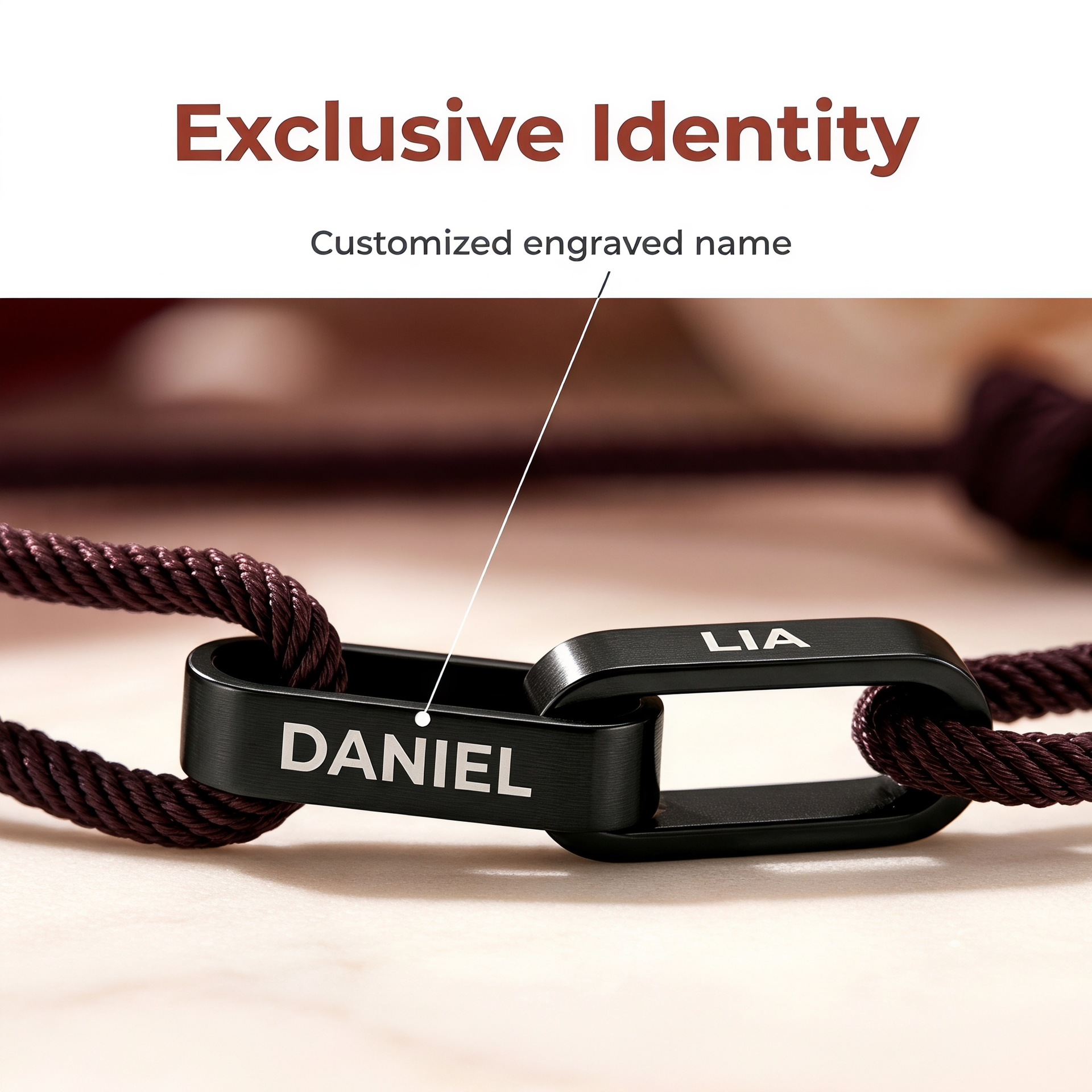 Best-selling in Europe and America, stainless steel double-ring interlocking engraved couple's bracelet, versatile style, handmade DIY woven bracelet