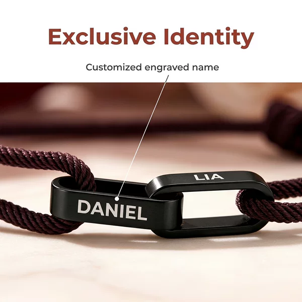 Best-selling in Europe and America, stainless steel double-ring interlocking engraved couple's bracelet, versatile style, handmade DIY woven bracelet