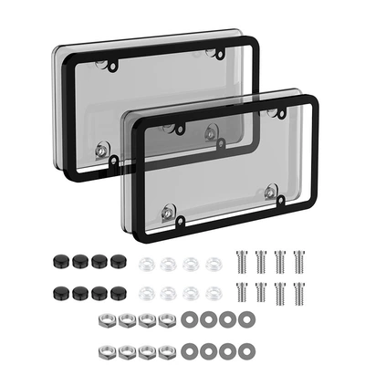 Brand Photo Frame, License plate holder/license plate holder - 2-light-black-covers-2-frames-white-accessories