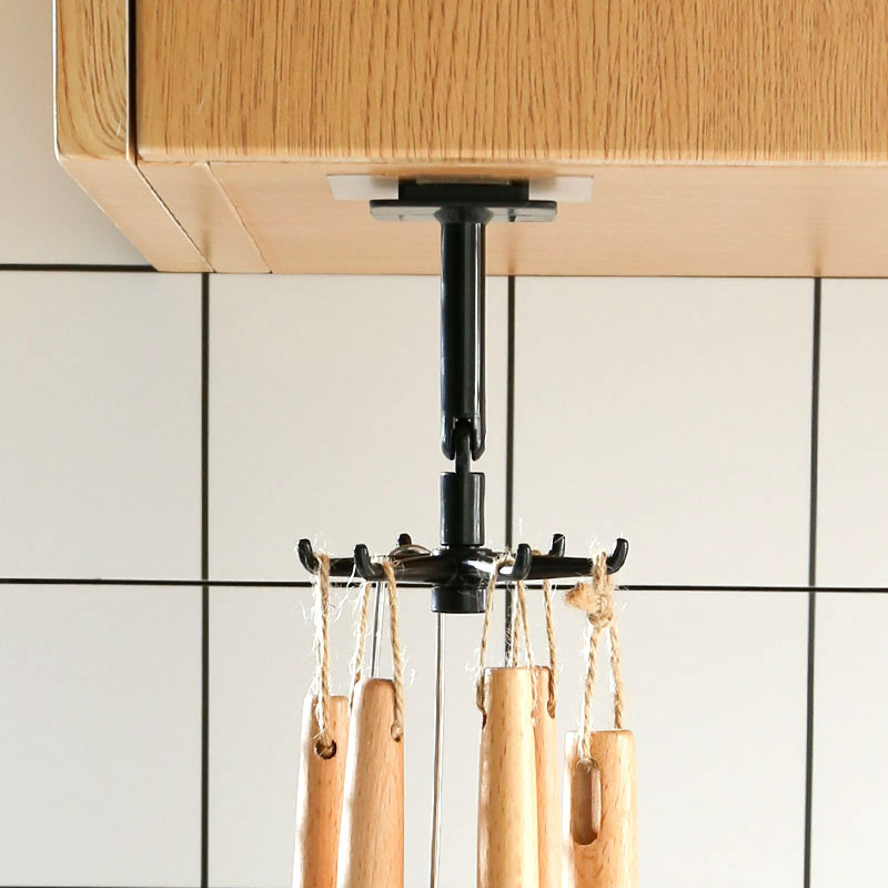 Punch-Free Kitchen Wall-Mounted Storage Rack Storage Rack 360 Rotatable 6-Hook Spade Spoon Kitchenware Storage Supplies Punch-Free Kitchen Wall-Mounted Storage Rack Storage Rack 360 Rotatable 6-Hook Spade Spoon Kitchenware Storage Supplies