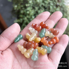 新疆金丝玉玉石直孔葫芦背云吊坠diy饰品配饰小吊坠滴批发