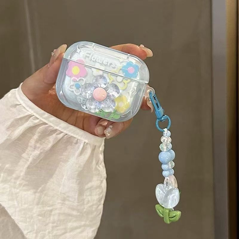 Pequeñas flores azules glaciares frescas para airpods 3 generación cubierta de verano flor estereoscópica pro3 auriculares image 1