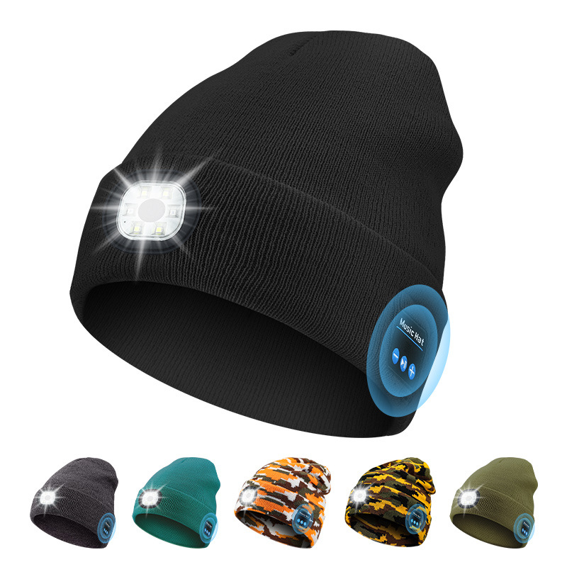 Unisex Wireless music multi-function charging luminous Bluetooth hat Bluetooth LED luminous hat_voghion.com