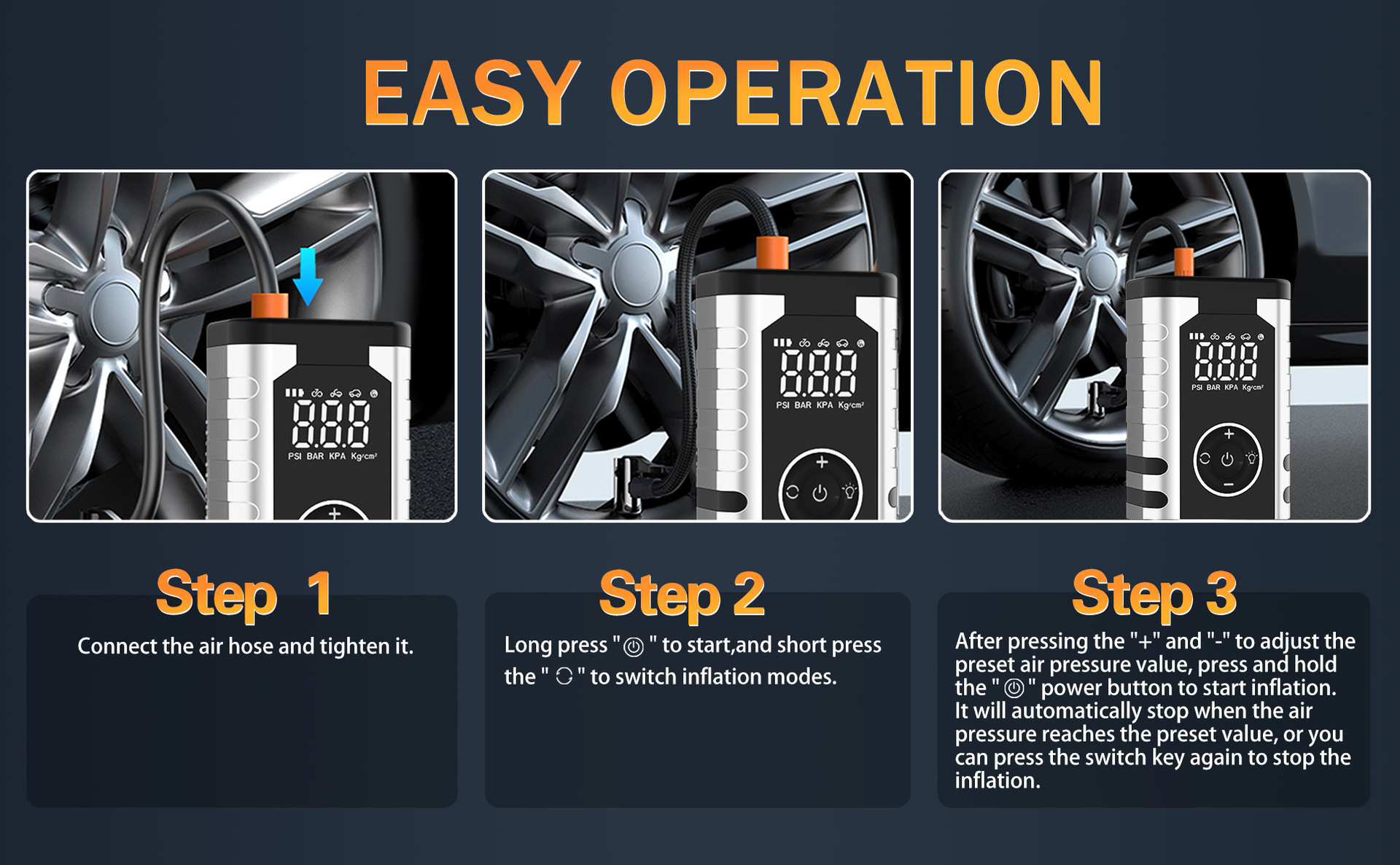 Car jump starter, air pump, emergency power supply, and portable tire inflator – a multi-functional device for powerful battery starting