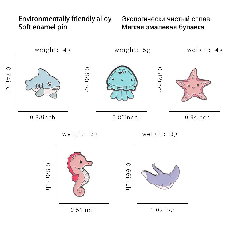 Stoving Varnish Design Cute Style Cute Pin Animal Dolphin Hippocampus Zinc Alloy Stoving Varnish Unisex Brooches