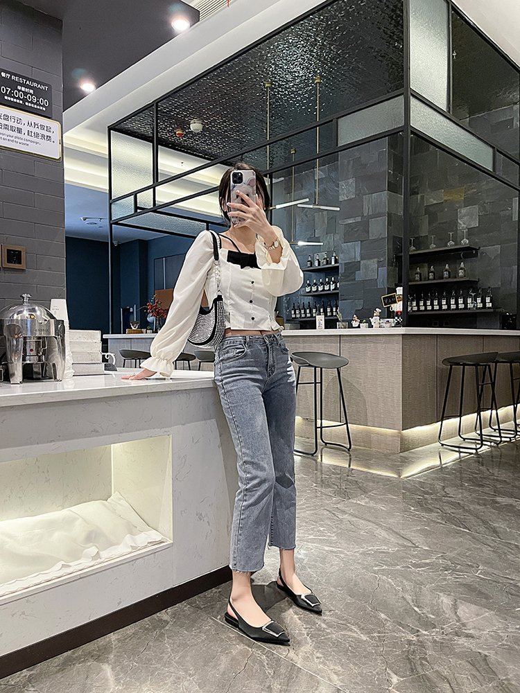 Fairy French style Baotou sandals for women 2024 new spring/summer square buckle pointed sandals, simple and elegant_voghion.com