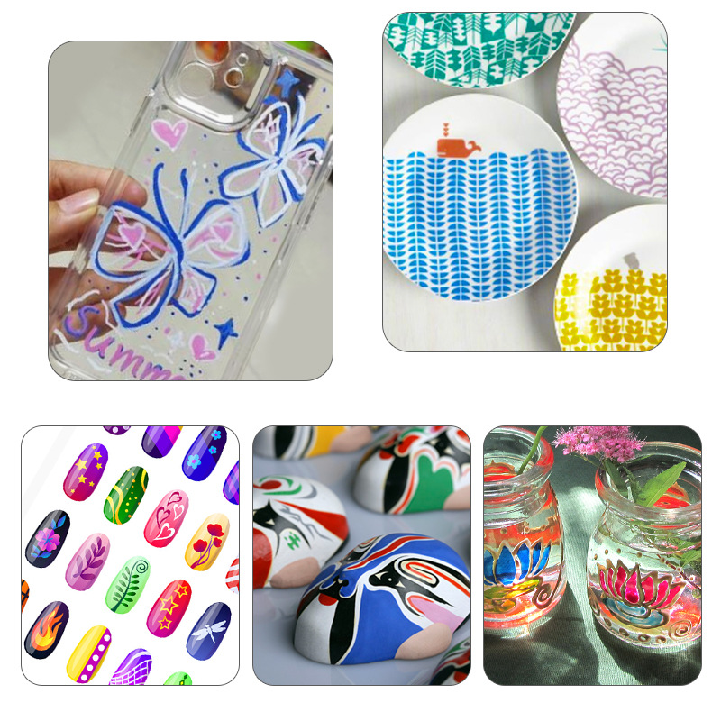 Pintura de uñas pluma de graffiti pluma de fibra cabeza marcador pluma de alta elástico suave punta de la pluma color pintado a mano punto flor gancho línea DIY