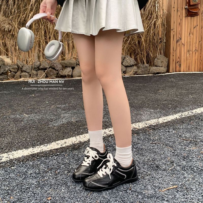 复古内增高德训鞋女2025新款百搭圆头系带美式拳击鞋休闲运动板鞋|undefined