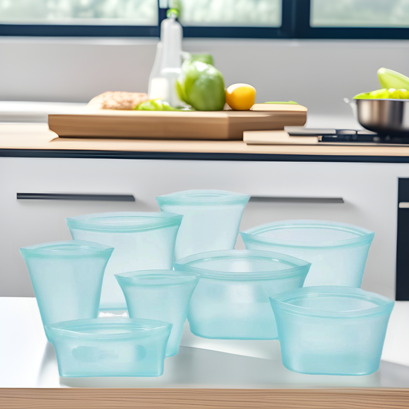 Cross-border Silicone Food Preservation Bag 8-piece Silicone Food Bag Multifunctional Sealed Fruit and Vegetable Storage Bowl