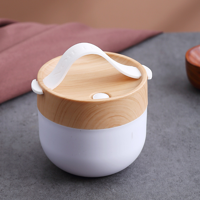Caja de almuerzo de grano de madera traje de oficina chica estudiante caja de almuerzo portátil con tenedor cuchara en stock al por mayor horno de microondas