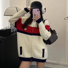 秋冬新款正确版本原标GU家网红款双G拼色拉链针织毛衣外套男女