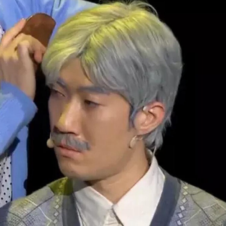 Animation cos middle-aged and elderly men and women stage performance grandpa and grandma gray short curls straight hair wholesale wig headgear