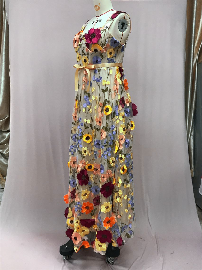 Mid Waist Waist Line Wholesale Women's Elegant Pastoral Flower Holiday Lawn Strap Sleeveless Swing Dress