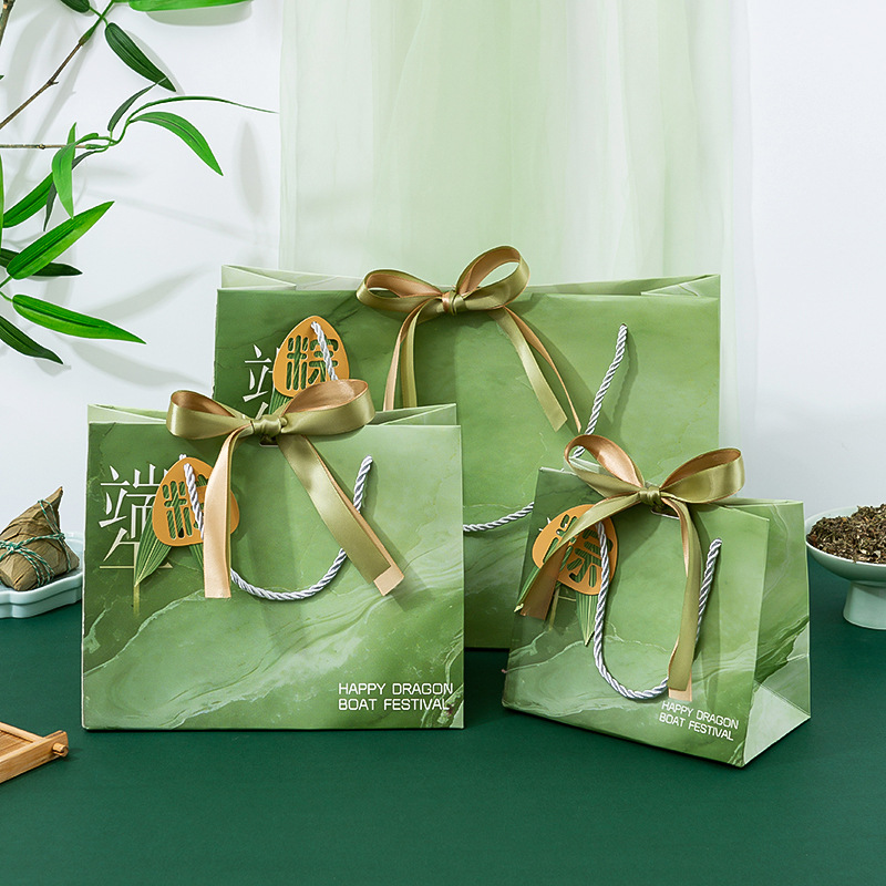 端午节粽子手提袋包装袋礼品袋礼盒袋子白卡纸袋端午伴手礼袋现货