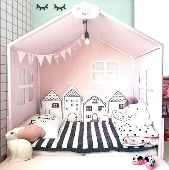 ins Nordic Small House Bed Wall Anti-collision Guardrail Children's Crib Fence Infant Anti-collision Bed Wall
