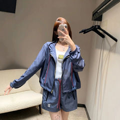深圳南油高货2025春夏高货时尚休闲百搭连帽抽绳薄款防晒服外套+