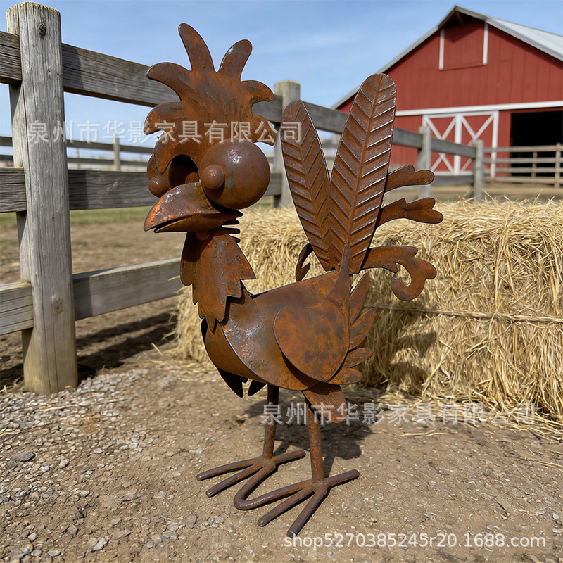 Cross-Border Popular Metal Art: 1 Rusty Rooster Garden Decoration Art Metal Craft Cross-Border Popular Metal Art: 1 Rusty Rooster Garden Decoration Art Metal Craft