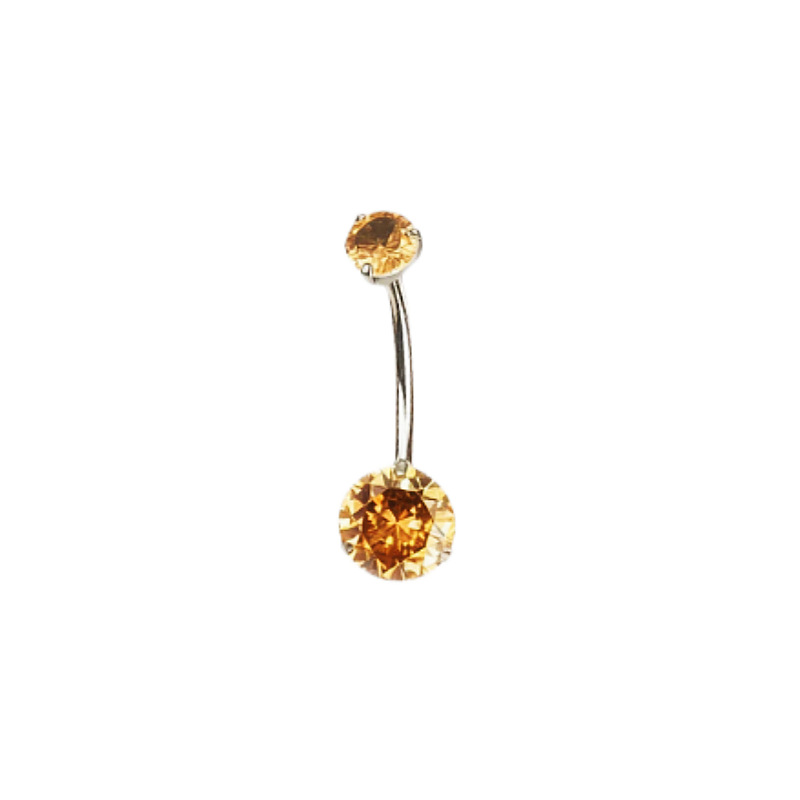 G23 Titanium Three-Prong Double-Head Zircon Internal Thread Navel Ring - Super Shiny Round CZ Belly Button Jewelry detail image 15