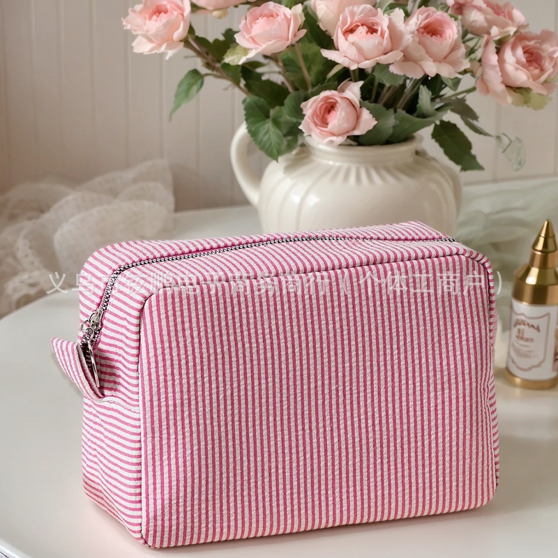 Etsyカスタムロゴ入りストライプ化粧ポーチ、洗面用具入れ、旅行用収納バッグ、刺繍加工、化粧品|undefined