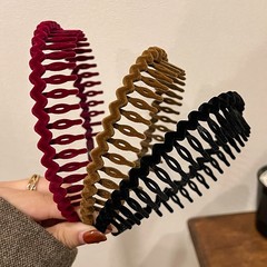 Headband for Women, Autumn and Winter Flocked Press-in Hairpin Headwear, Facial Cleansing Anti-Slip with Toothed Flocked Hair Tying, Makeup Face Mask Headband