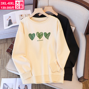 Fall 2023 plus size women's loose top chubby girl Korean style plus size round neck printed sweater