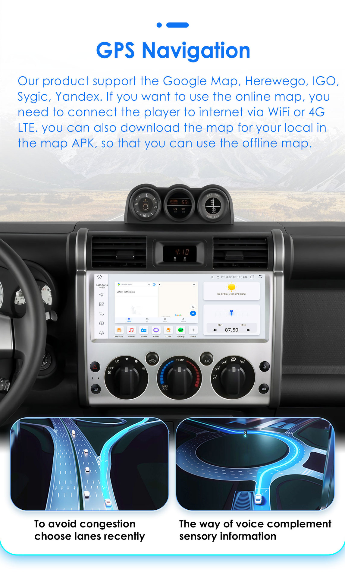 The cross-border model is suitable for 06-21 Toyota FJ Cruiser car MP5 Bluetooth navigation GPS all-in-one