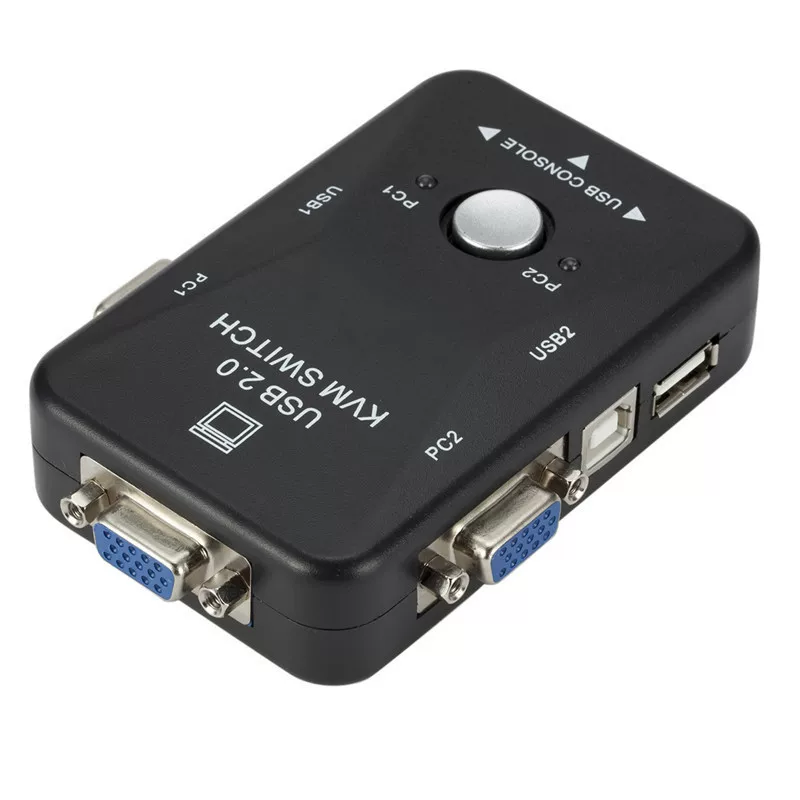 KVM-переключатель VGA, переключение USB, переключатель 2 в 1, выход из мыши и клавиатуры для совместного использования VGA, двойной вход–один выход