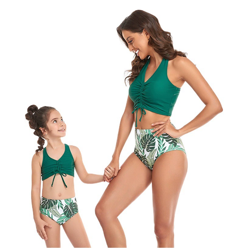 Купальники-бикини в европейском и американском стиле для родителей и детей, комплект из двух предметов, оптом от производителя, в наличии, семейная одежда для плавания