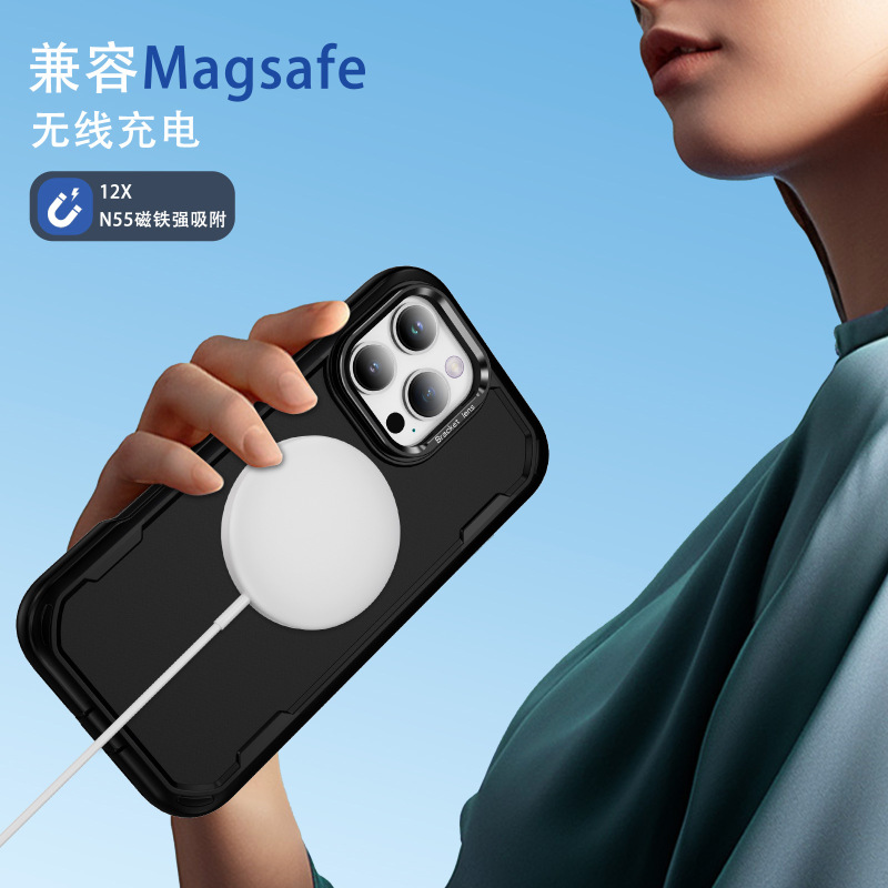 iPhone17ProMax対応、三重防御、磁気吸着式スマホケース、Apple16レンズスタンド付き、落下防止保護カバー|undefined