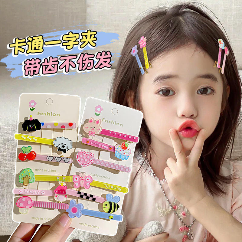 Dulces dibujos animados para niños, una palabra de mar, clip para el cabello roto, clip para el cabello de niña, clip lateral para el cabello