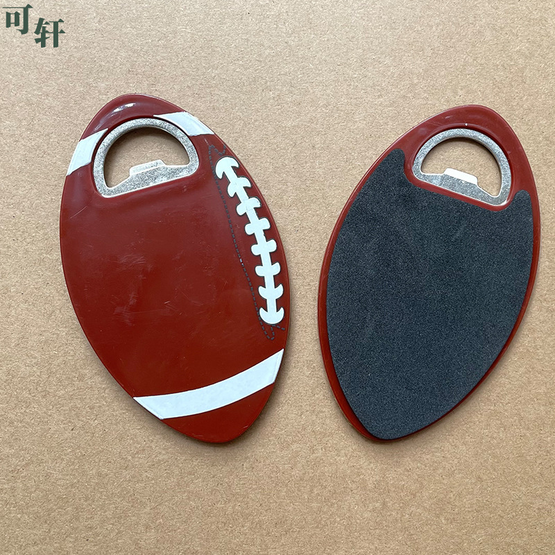 Nuevo abridor de botellas de cerveza de fútbol americano transfronterizo de plástico anti-escaldado EVA posavasos abridor de botellas