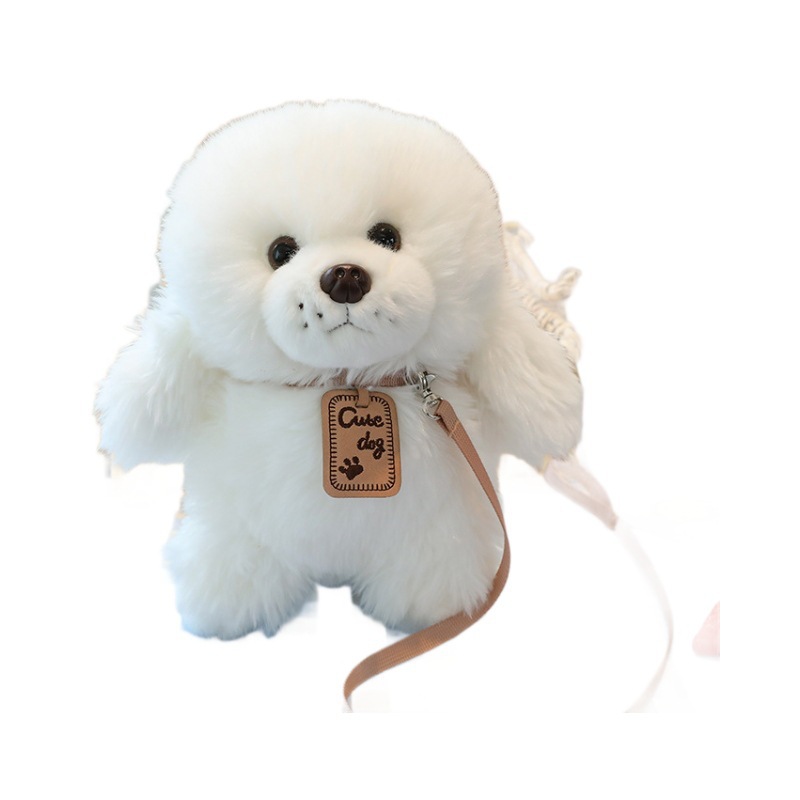Muñeca de perro de pelo largo, muñeca de cachorro, muñeca de perro de peluche lindo, fregona, caniche, perro de cuerda creativo