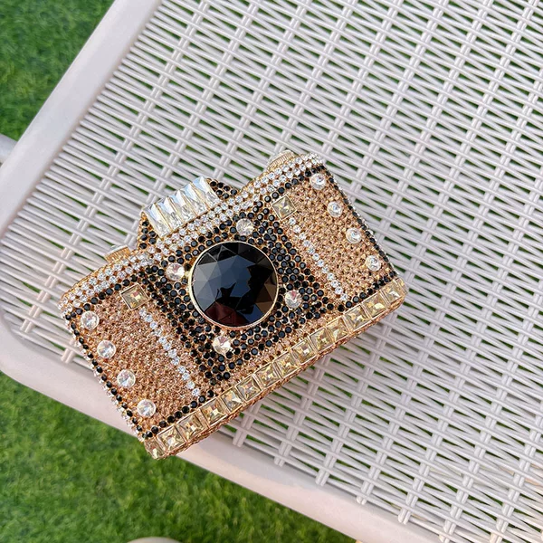 European and American Heavy Industry Shiny Diamond-studded Camera-shaped Box Bag Niche Design Simple High-end Hand Crossbody Bag