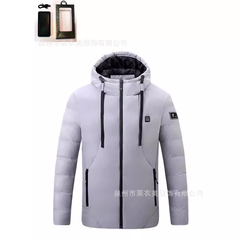 電気加熱綿服ダブルコントロール11区冬カジュアルファッション厚手純色コートusb充電保温綿服|undefined