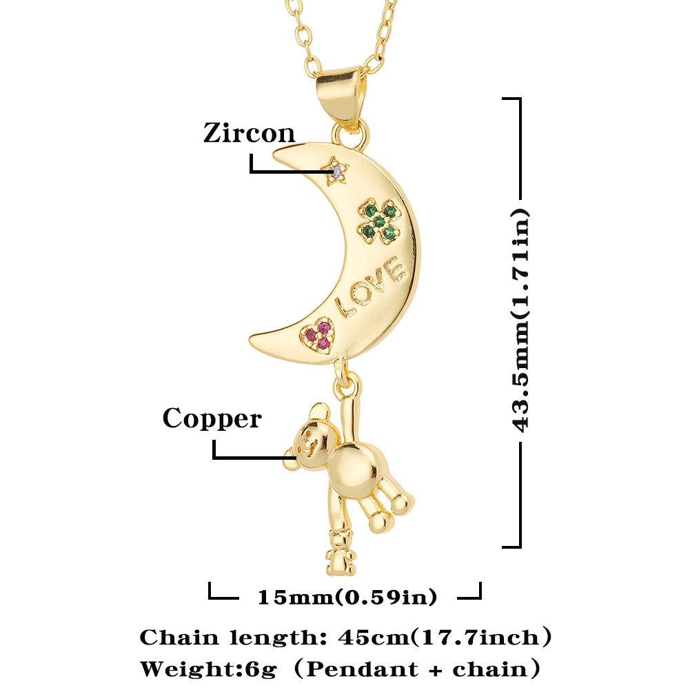 Fashion Animal Copper Inlay Zircon Necklace