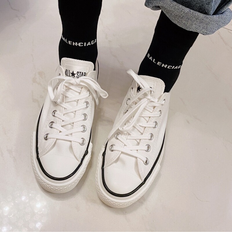 1980s High-top Canvas Shoes for Women White Black Edge Japanese Style Low-top Casual Sneakers Milk Tea Color Forest Green Xiaohongshu