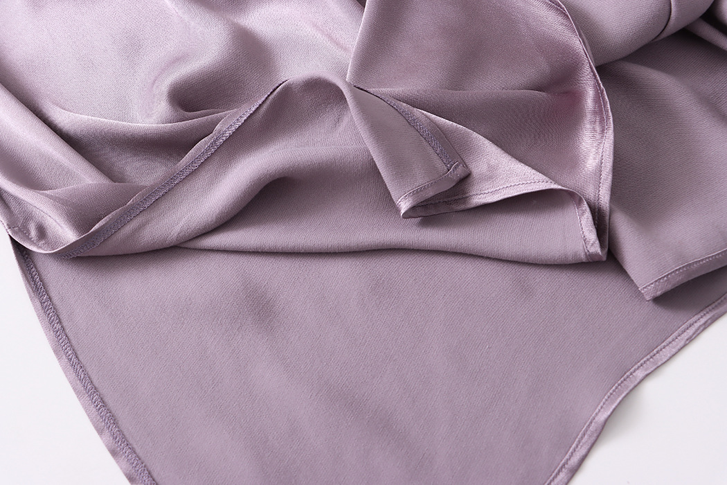 French Draping Satin Rayon A Line Vest Skirt Two Piece Suit