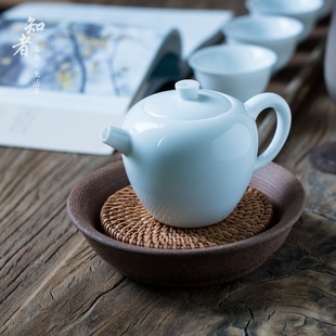 Wholesale Original Mineral Stoneware Pot Holder, Simple and Rugged Dry Bubble Table, Japanese Tea Holder, Heavy Pottery Water Storage, Small Round Shape