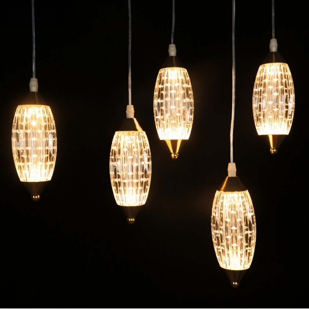 lámpara de comedor de cinco cabezas lámpara de comedor elíptica simple casa de lujo lámpara de mesa de cristal lámpara de comedor lámpara led luz cálida