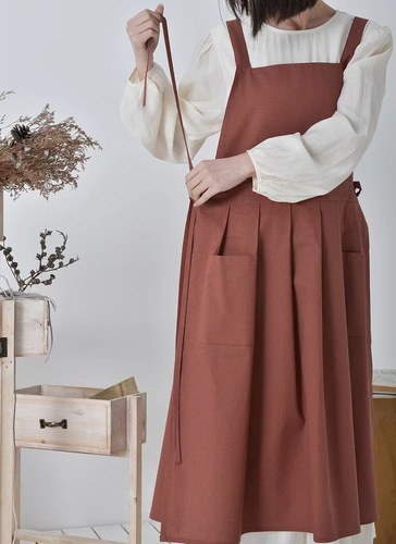 Amazon ins cotton waterproof apron pullover slit kitchen baking smock art manicure milk tea apron