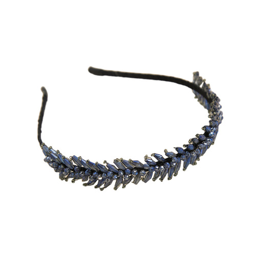 Handmade crystal headband for women, exquisite gradient beaded feather headband, light luxury Korean high-end pressed bridal hair accessory